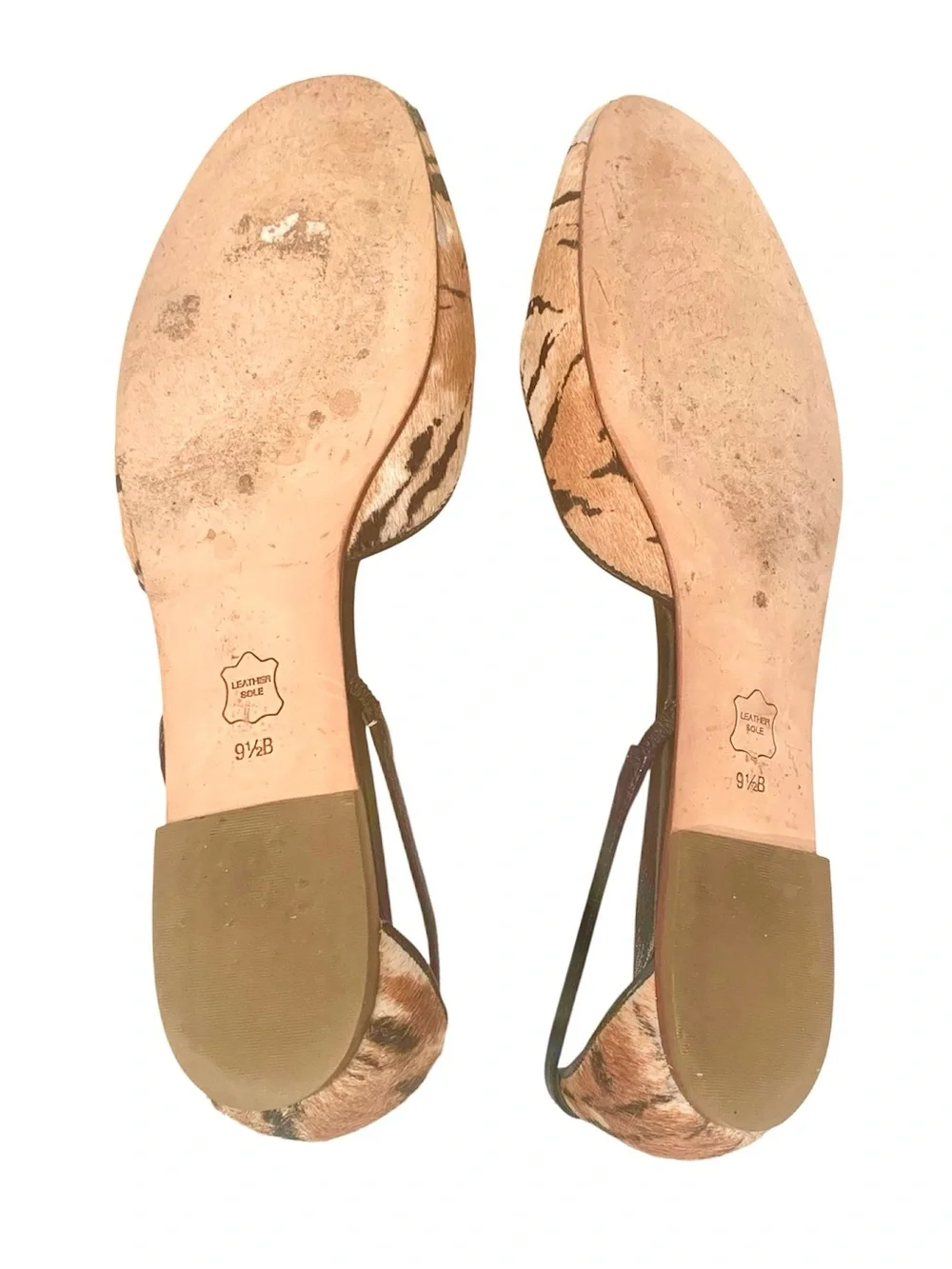 Talbots Tiger-Print Leather Horsehair Slingback Flats